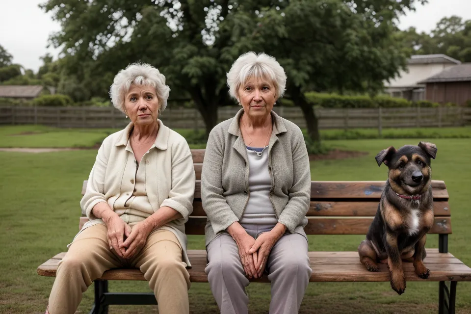 Zwei Hunde kommunizieren in einem eingezäunten Bereich miteinander