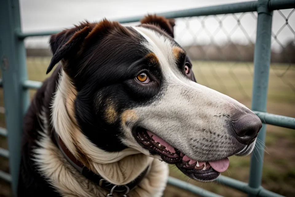 Aufmerksamer Mischlingshund im Tierheim-Umfeld als Beispiel für Problemhunde-Training ohne Dominanzgehabe