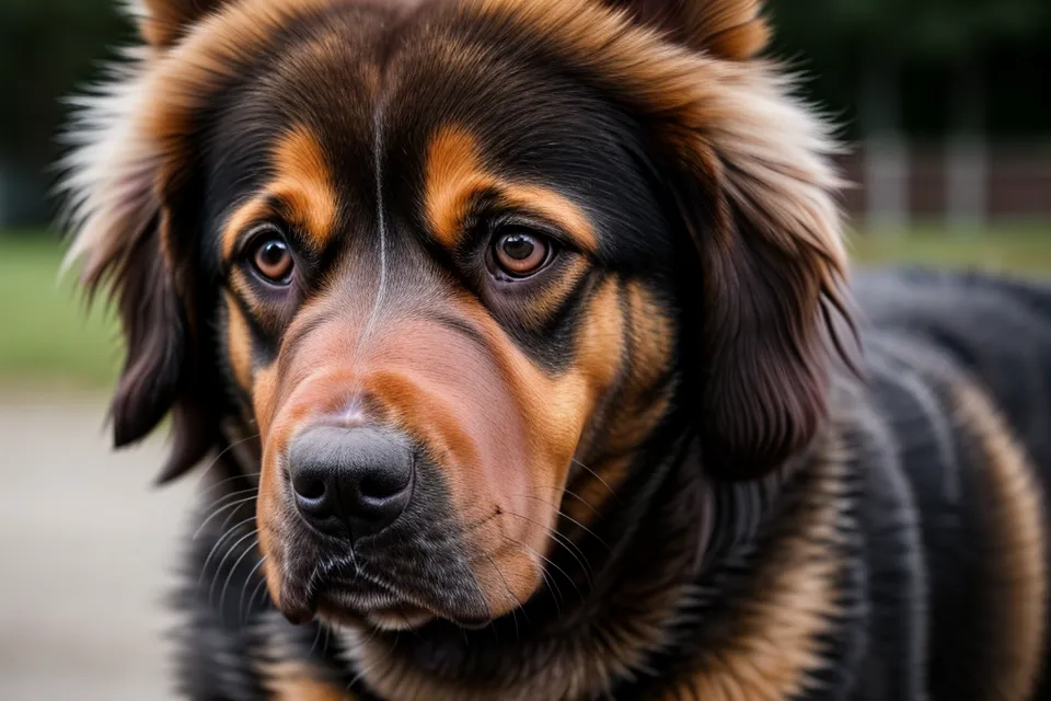 Nahaufnahme eines Hundegesichts: subtile Hundekörpersprache wie Lefzenzittern und Blickrichtung als Frühwarnzeichen