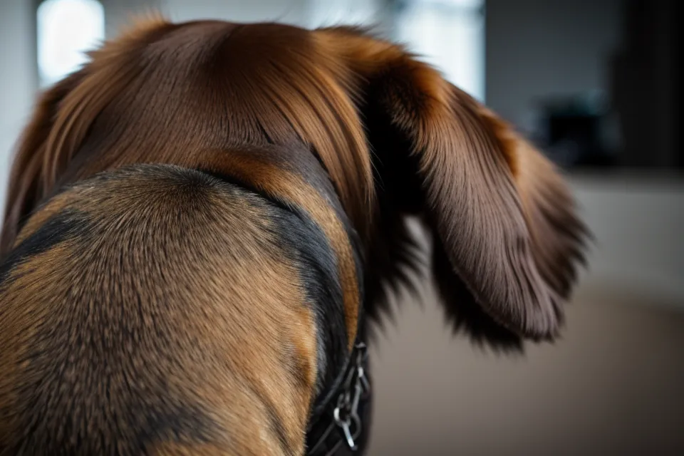 Nahaufnahme der Ohren eines Hundes, die aufmerksam Geräusche in der Umgebung fixieren.
