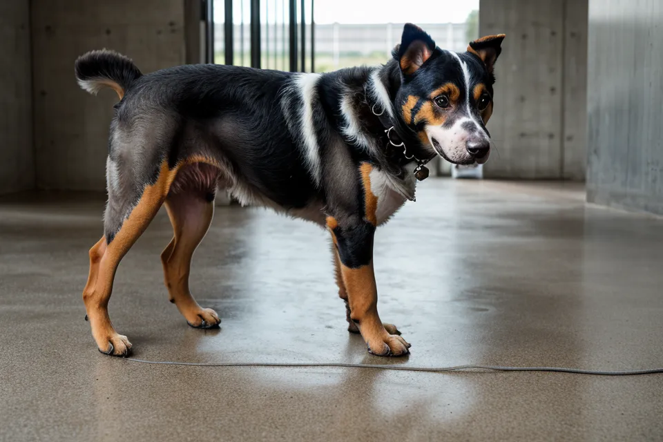 Nahaufnahme eines Hundes an der gespannten Leine im Training