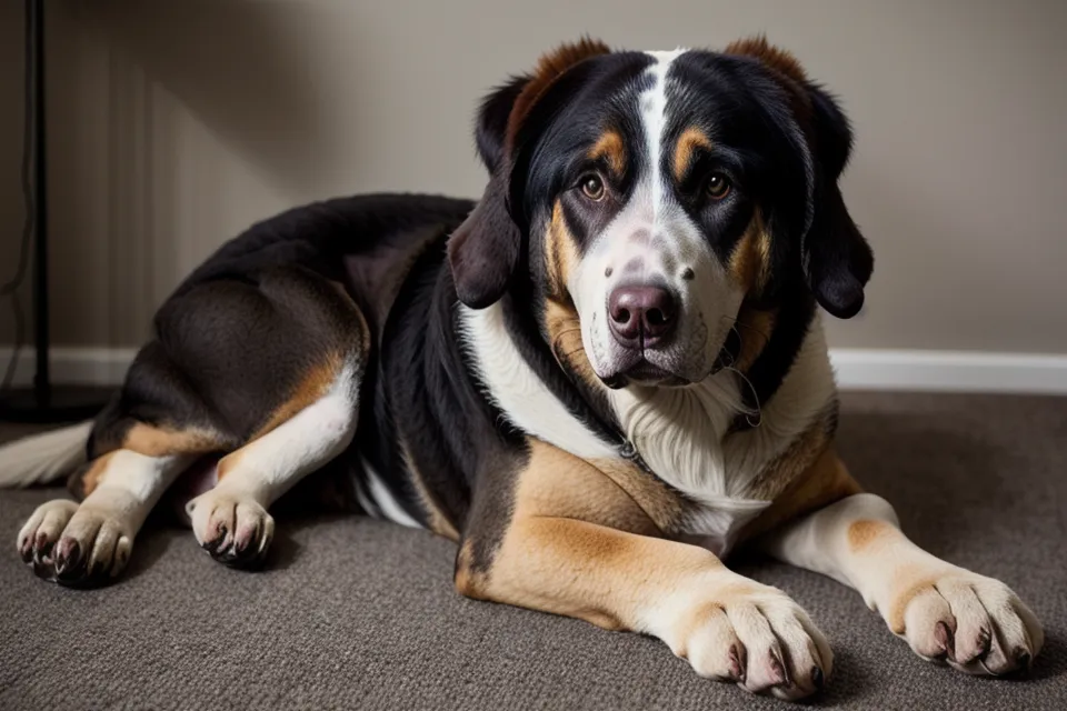 Ehemaliger Tierschutzhund liegt entspannt zuhause, nachdem Hundeverhalten mit dem passenden Online-Kurs korrigiert wurde