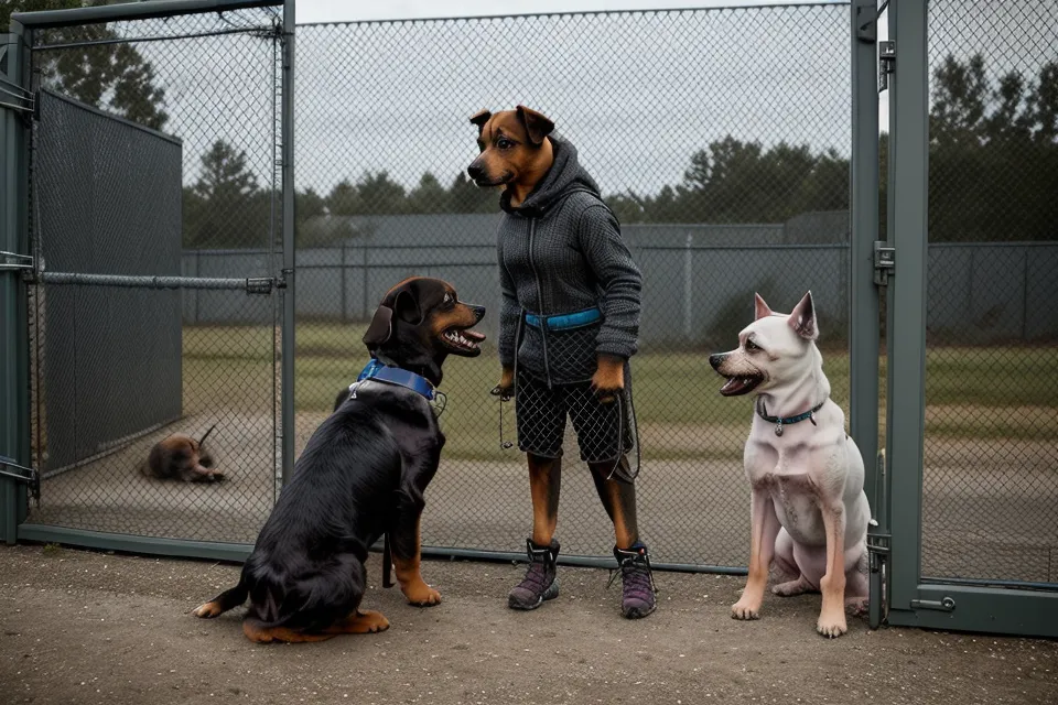 Zwei Hunde begegnen sich mit deutlich erkennbarer Körpersprache und Anspannung.