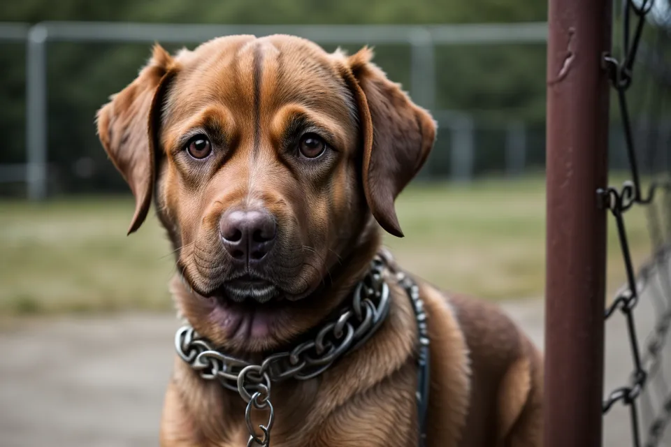Nahaufnahme der körpersprachlichen Anspannung eines Hundes am Zaun