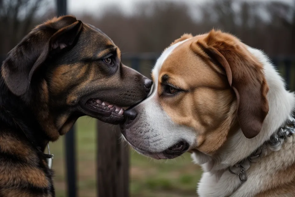 Ein Hund beobachtet aufmerksam und leicht unsicher seine Umgebung.