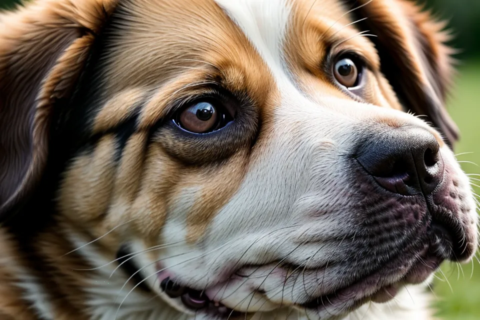 Detailaufnahme eines Hundegesichts, das subtile Anspannung in der Lefzenpartie zeigt.
